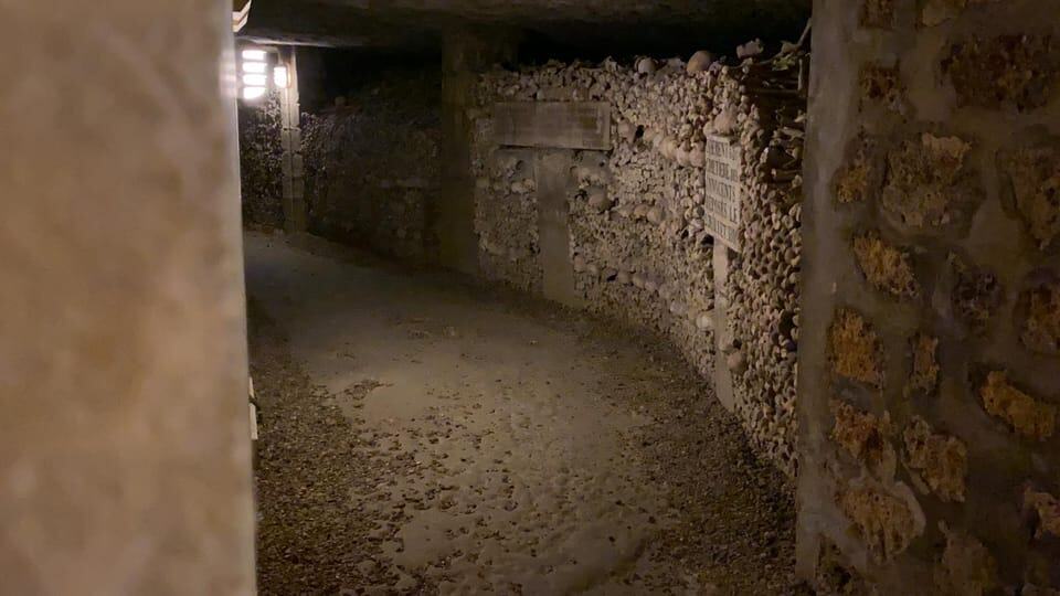 Passage dark inside of The catacombs of Paris